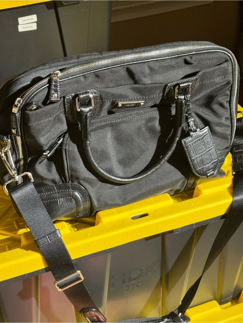Tumi Black Nylon Laptop Bag with Leather Accents